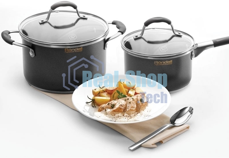Кастрюля Rondell Stern RDS-010, 3.9л, 20см, с крышкой, серый