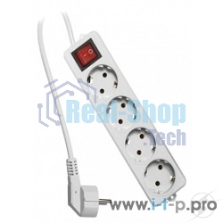 Сетевой фильтр Гарнизон ELB-G4-W-2, 4 евророзетки с выключателем и заземлением, допустимый ток 16А, длина 2 м.