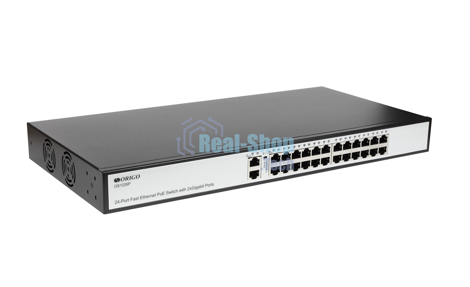 Неуправляемый PoE-коммутатор ORIGO OS1226P/285W/A1A 24x100Base-TX PoE+, 2x1000Base-T, PoE-бюджет 285 Вт, корпус металл