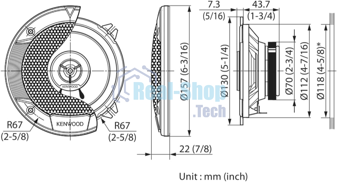 Колонки автомобильные Kenwood KFC-S1366 260Вт 89дБ 4Ом 13см (5дюйм) (ком.:2кол.) коаксиальные двухполосные