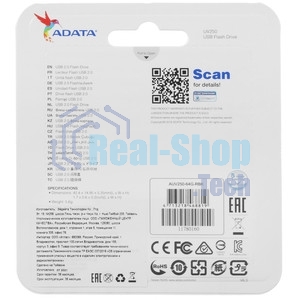 Флешка USB ADATA UV250 (AUV250-64G-RBK), 64Gb, USB 2.0, R/W 25/10, черный