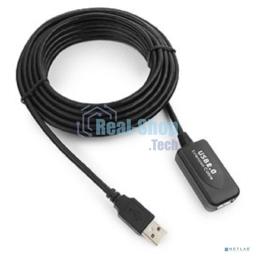 Кабель Gembird USB 2.0 удлинительный, активный 4.8м AM/AF, черный