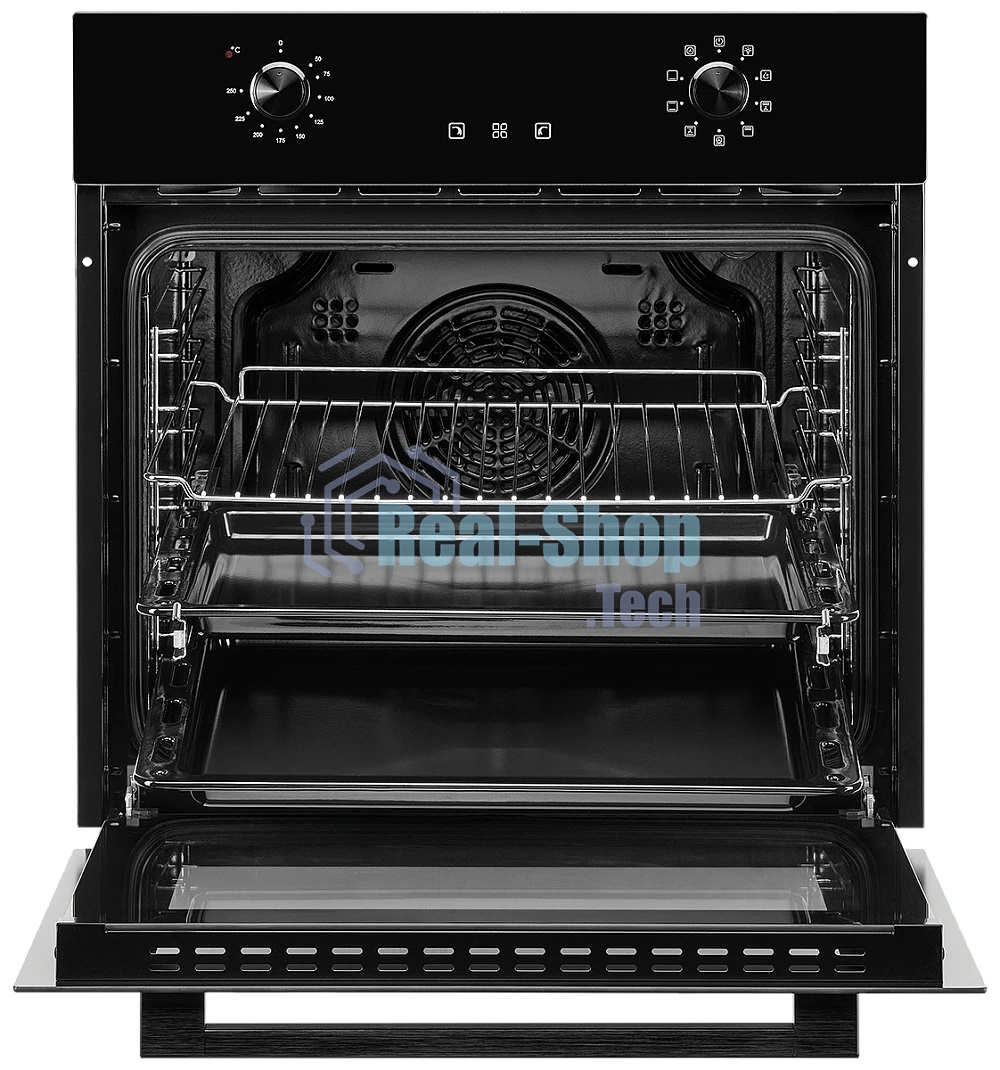 Встраиваемый электрический духовой шкаф MONSHER MOE 6092 Noir, 9 режимов: Традиционный нагрев, Макси-Гриль, Макси-Гриль с конвекцией, Нижний нагрев, Разморозка, Традиционный нагрев с конвекцией, Режим подсветка, Конвекция, Режим пицца, утапливаемые поворо