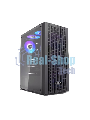 Корпус без блока питания PCCOOLER MA100 MESH BK, Mesh Mid Tower, черный, TG, 0.4 SPCC, 3x120мм ARGb ATX, mATX, mITX 160/310/180мм 2x2.5
