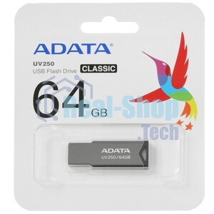Флешка USB ADATA UV250 (AUV250-64G-RBK), 64Gb, USB 2.0, R/W 25/10, черный
