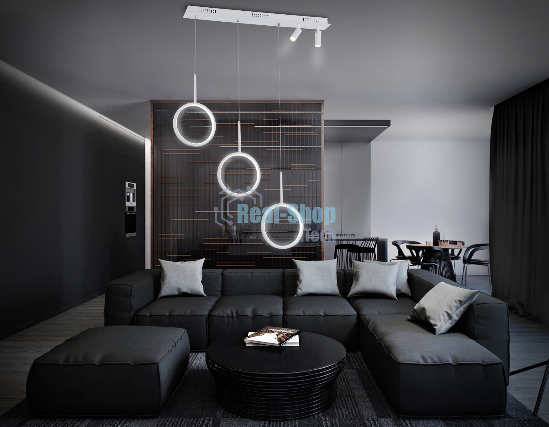 Светильник Ambrella light FL5277/3+2 WH белый 59W 3000K/4200K/6400K+4200K 800*200*1200 (ПДУ ИК)