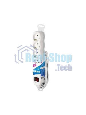 Удлинитель 5х3 м с заземл. 16А IP20 ПВС 3х1 с выкл. Космос YKsm3m-5g-Z-V(K)