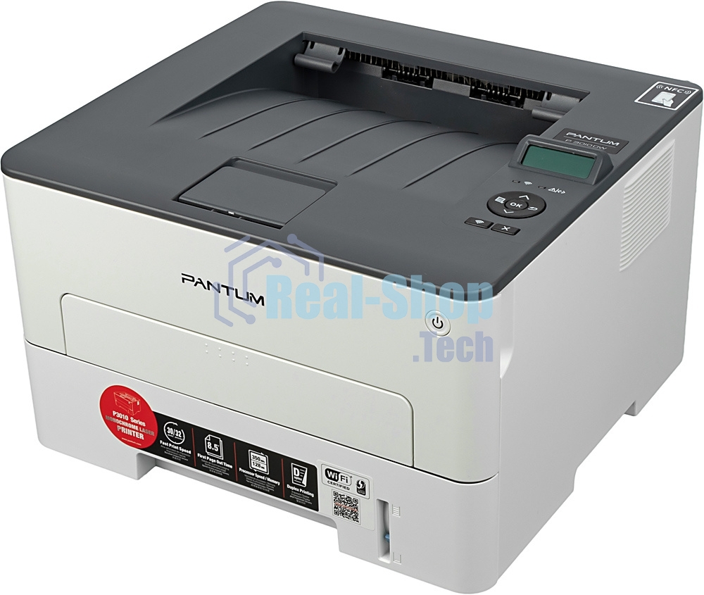 Принтер лазерный Pantum P3010DW, A4, ч/б, печ. до 30 стр/мин., 1200 x 1200 dpi, USB, RJ-45, Wi-Fi, NFC