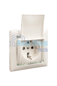 Розетка Valena с заземлением с крышкой (белая)