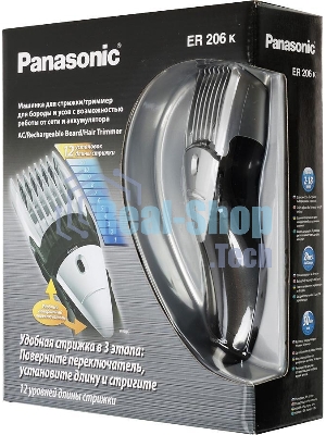 Машинка для стрижки Panasonic ER206K520/Триммер, 1 насадка, 50 минут