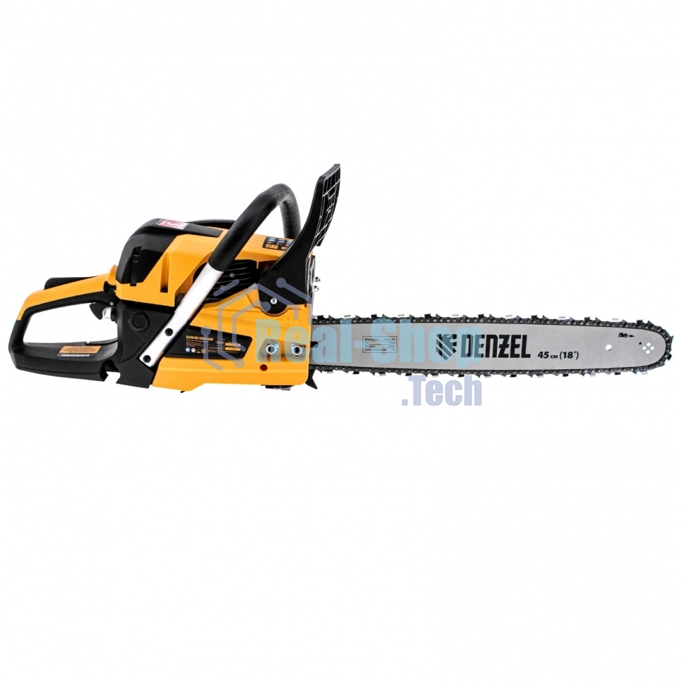 Пила цепная бензиновая Denzel DS-5218, шина 45 см, 52см3, 3 л.с., шаг 0,325, паз 1,5 мм, 72 зв