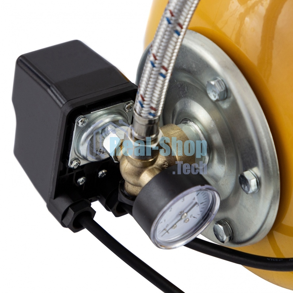 Насосная станция Denzel PS1000X, 1000 Вт, 3500 л/ч, ресивер 24 л, подъем 44 м, нержавейка