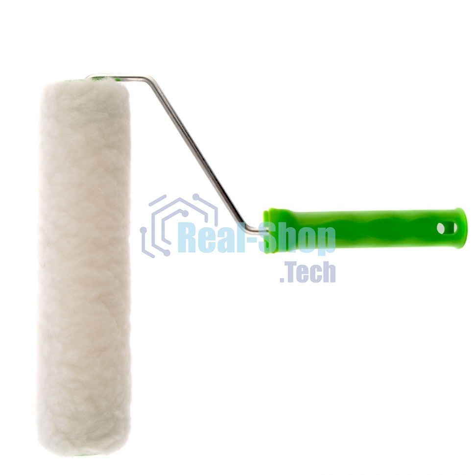 Валик с натуральным мехом Сибртех, с ручкой, 250 мм, ворс 12 мм, D 48 мм, D ручки 6 мм