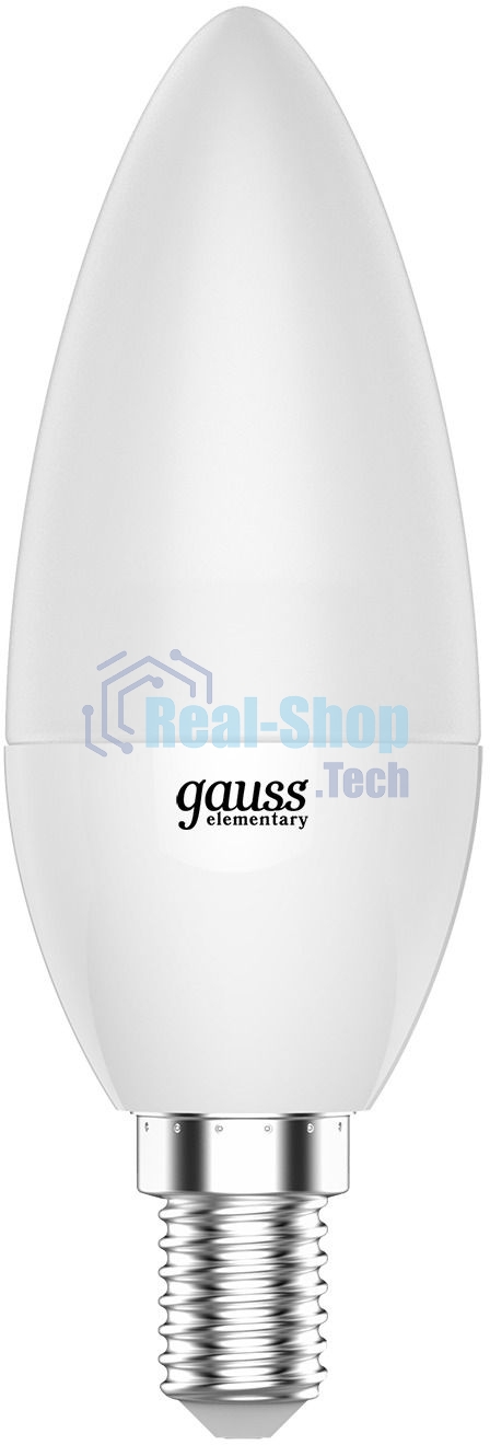 Лампа светодиодная Gauss Elementary 6Вт свеча 2700К тепл. белый. E14 420лм 180-240В ПРОМО (уп.3шт)