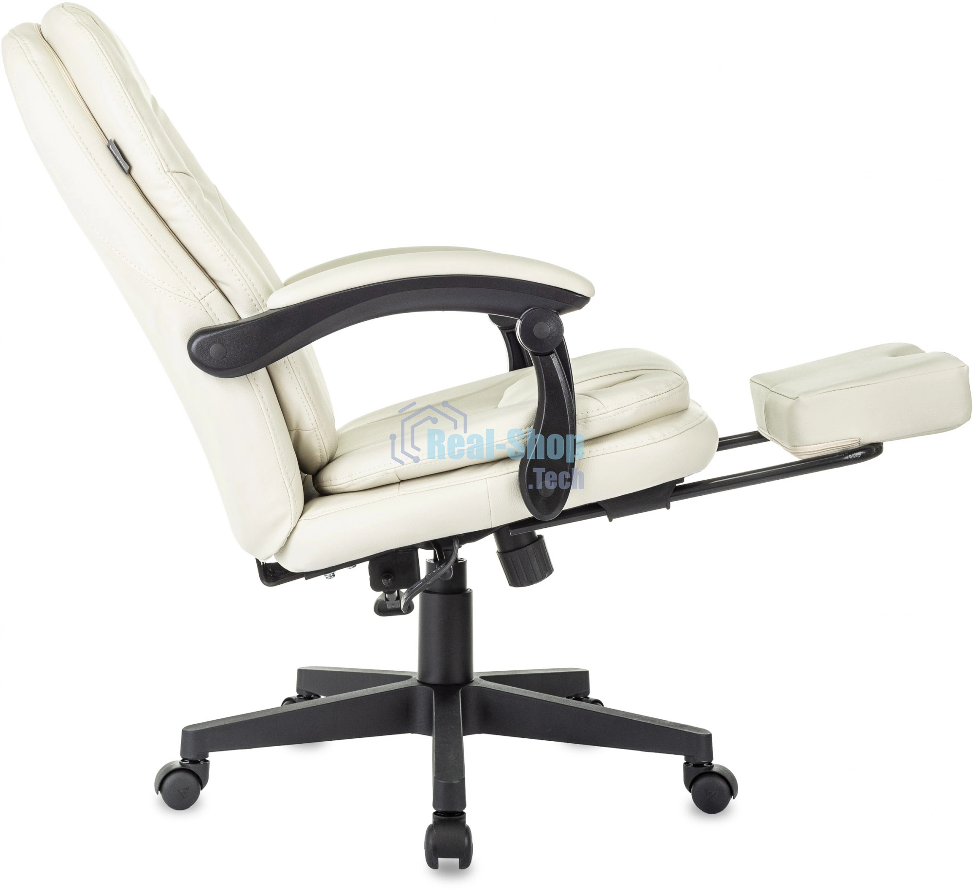 Кресло руководителя Бюрократ CH-868N-BF слоновая кость, эко.кожа, крестов. пластик, подст. для ног