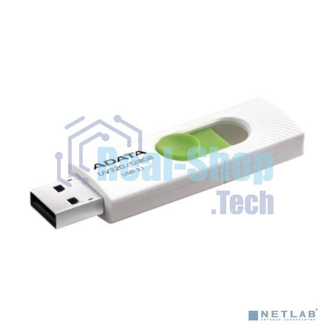 Флешка USB ADATA UV320 (AUV320-128G-RWHGN), 128Gb, USB 3.2 Gen1, R/W 100/30, белый/зеленый