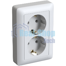 Розетка 2-м СП Хит 16А 250В без защ. шторок с заземл. бел. SchE RS16-236-B