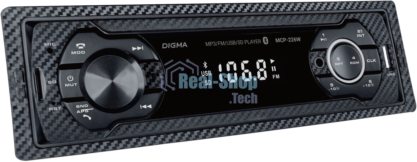 Автомагнитола Digma MCP-226W, 1 DIN, USB Type-A, AUX