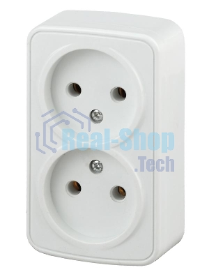 Розетка Intro 2х2P, 16А-250В, IP20, ОУ, Polo, белый (16/320/3840) 3-203-01