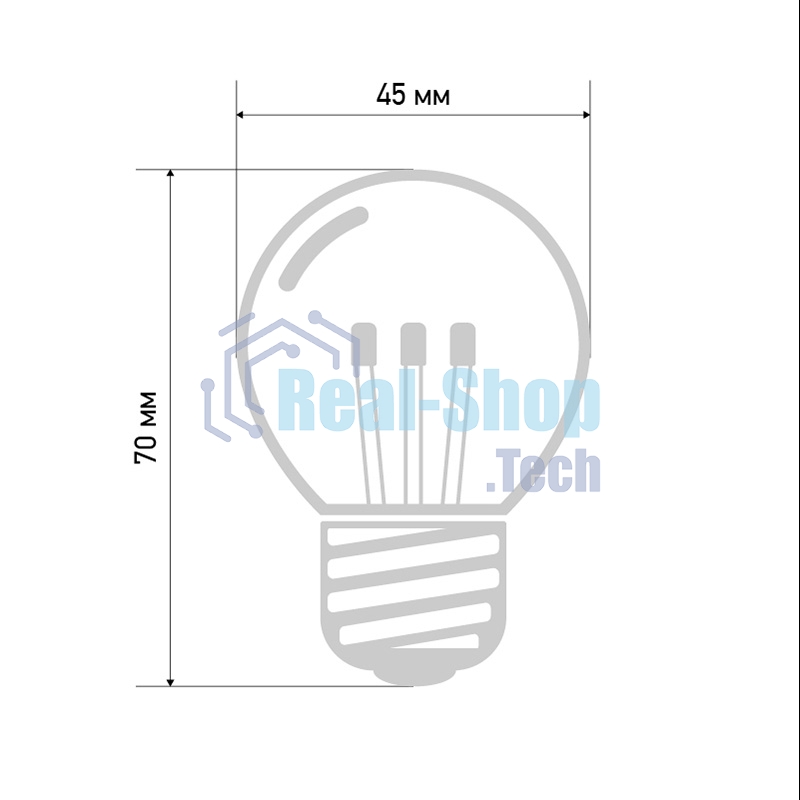 Лампа шар Neon-night e27 6 LED Ø45мм - теплый белый, прозрачная колба, эффект лампы накаливания