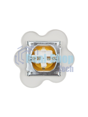 Розетка одноместная Kranz HAPPY Яичница скрытой установки, с заземлением и защитными шторками, желтая/белая