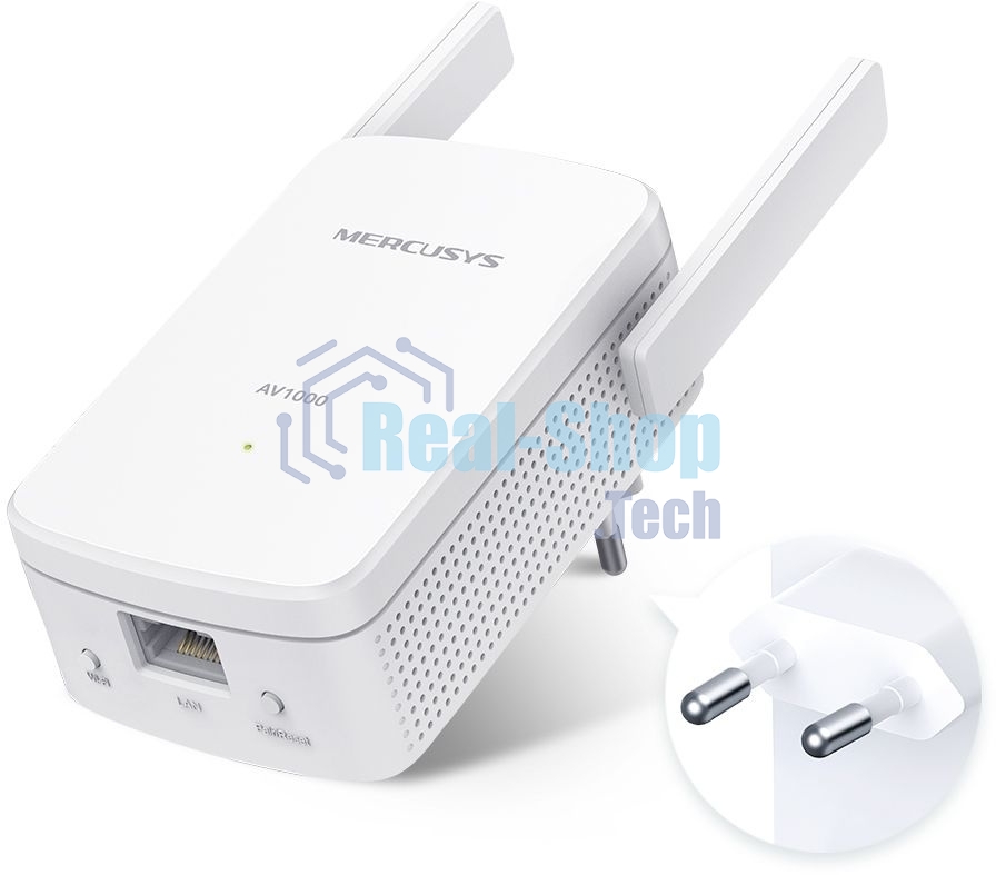 Комплект гигабитных Wi-Fi адаптеров Mercusys Powerline AV1000 Powerline kit with 300Mbps Wi-Fi, plug and play, up to 300 meters over an existing electrical circuit, the kit includes a MP510 and a MP500.