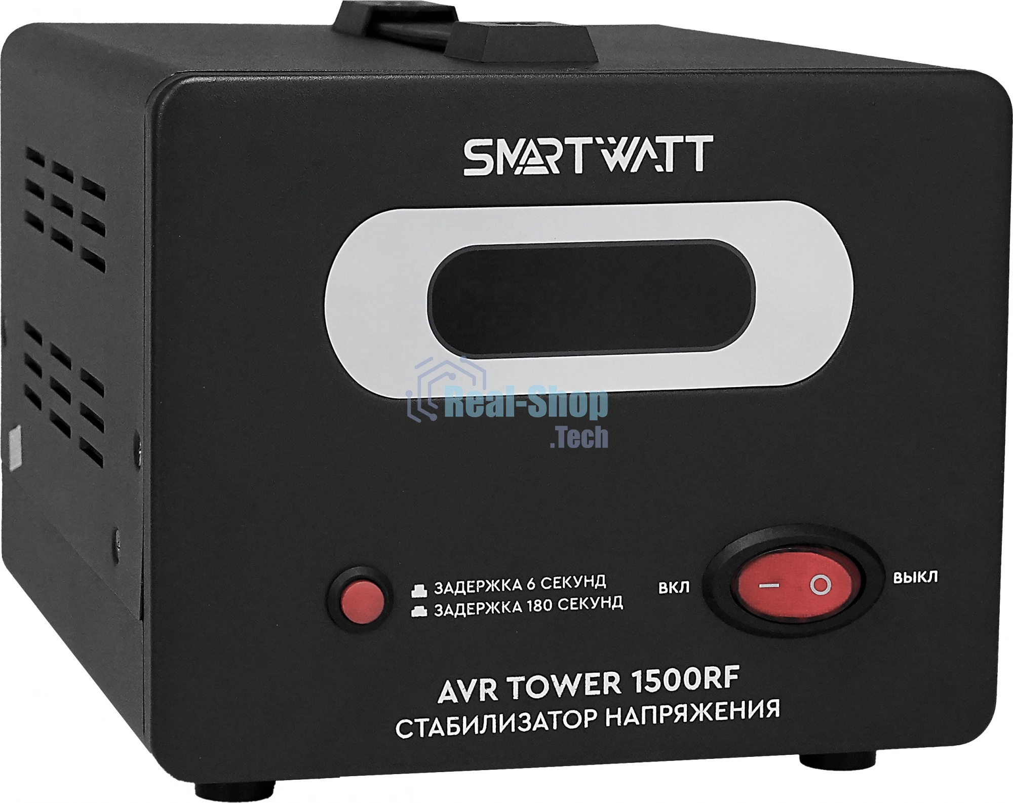 Напольный стабилизатор напряжения SMARTWATT AVR TOWER 1500RF (140W - 260W, 1500VA, 1.5 кВт, 50-60 Гц, розеток - 2, LED-д