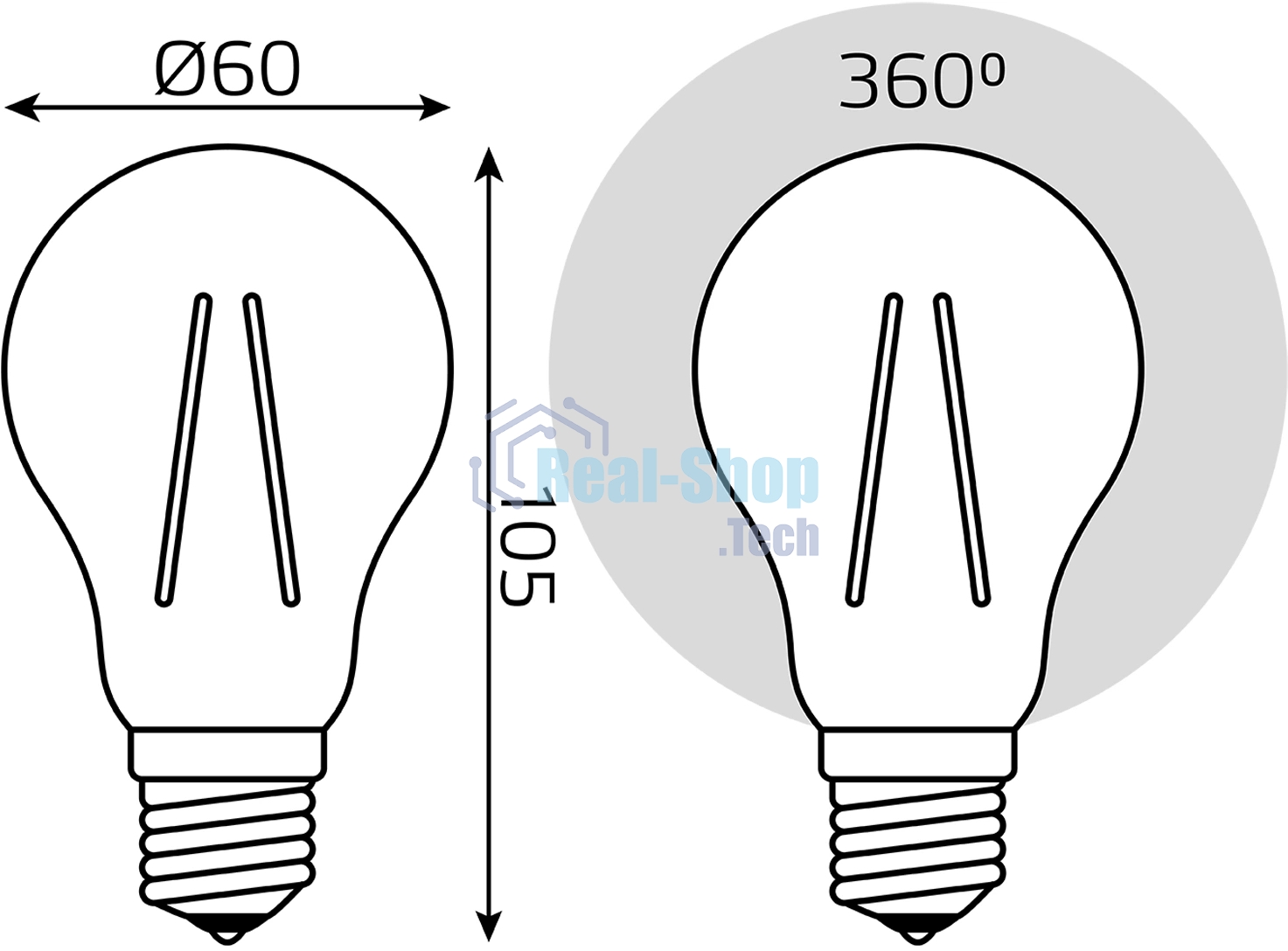Лампа светодиодная Gauss 102802206LED Filament А60 Е27 6Вт 4100к 1/10/40