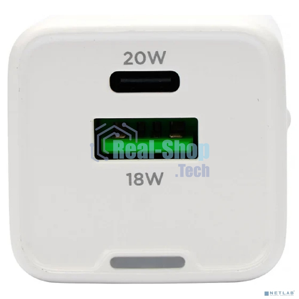Зарядное устройство Cablexpert MP3A-PC-61, 20Вт GaN, 3А, QC4.0/PD, 1xUSB, 1xType-C, белый, пакет