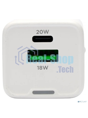 Зарядное устройство Cablexpert MP3A-PC-61, 20Вт GaN, 3А, QC4.0/PD, 1xUSB, 1xType-C, белый, пакет