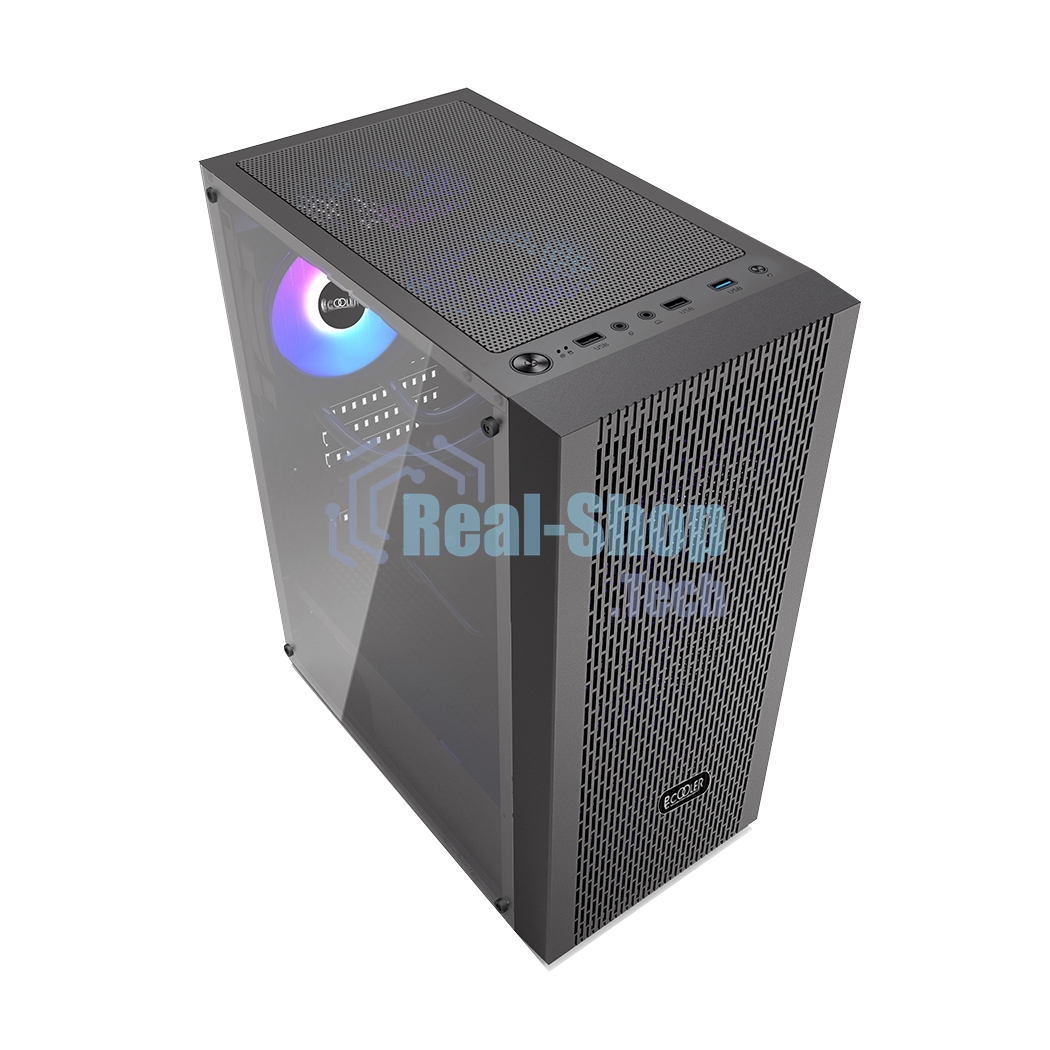 Корпус без блока питания PCCOOLER MA100 MESH BK, Mesh Mid Tower, черный, TG, 0.4 SPCC, 3x120мм ARGb ATX, mATX, mITX 160/310/180мм 2x2.5