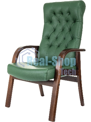 Кресло Бюрократ T-9928WALNUT-CF зеленый, кожа