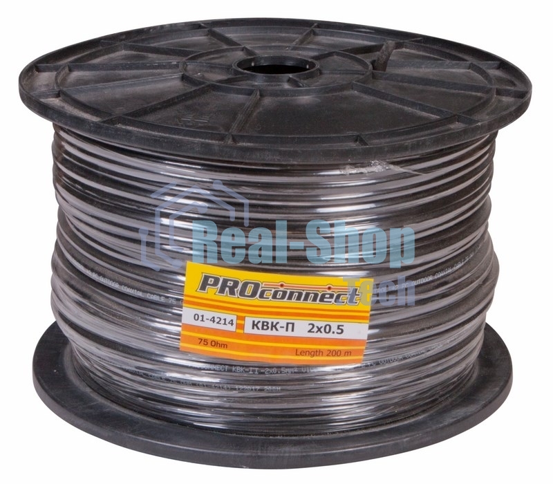 Кабель КВК-П-2 +2x0,50 мм² (Cu/Cu) черный (бухта 200 м) PROconnect