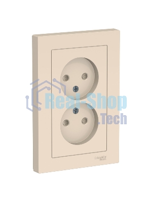 Розетка 2-м СП AtlasDesign 16А IP20 без заземл. защ. шторки в сборе беж. SE ATN000222
