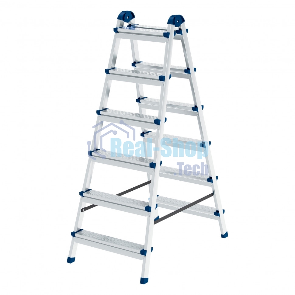 Стремянка двухсторонняя Сибртех 6 ст., сталь профиль, стальные ступени