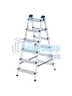 Стремянка двухсторонняя Сибртех 6 ст., сталь профиль, стальные ступени