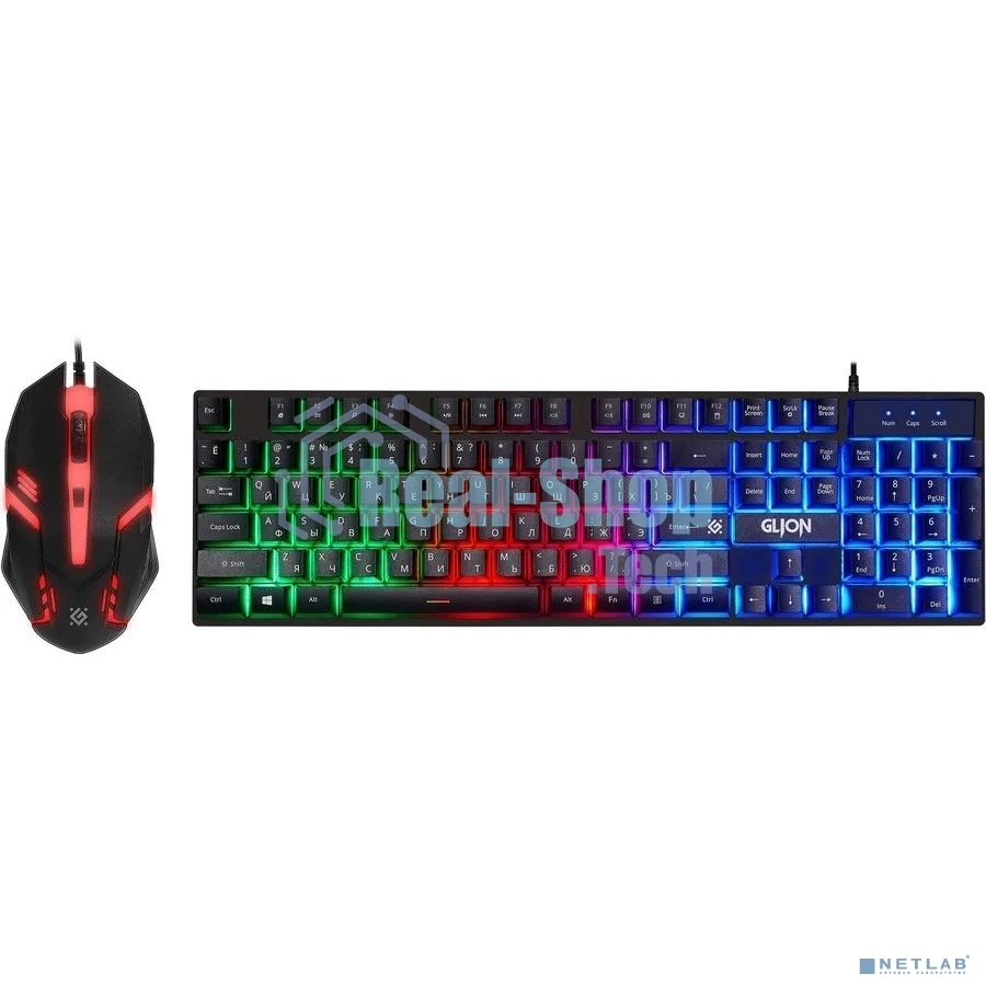 Комплект клавиатура+мышь Defender Glion C-123 проводной, USB, 1600 DPI, чёрный