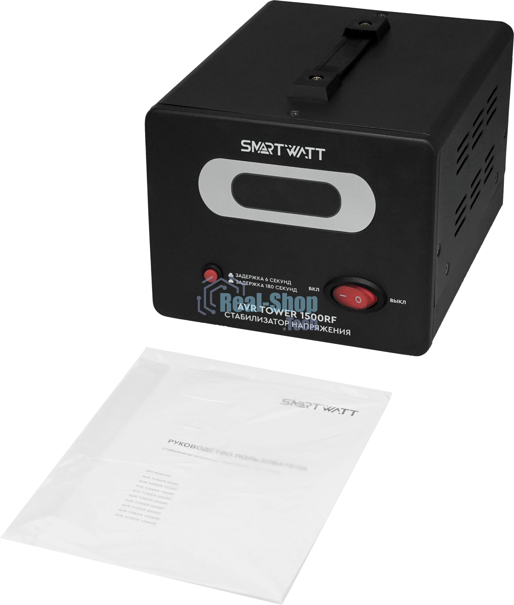 Напольный стабилизатор напряжения SMARTWATT AVR TOWER 1500RF (140W - 260W, 1500VA, 1.5 кВт, 50-60 Гц, розеток - 2, LED-д