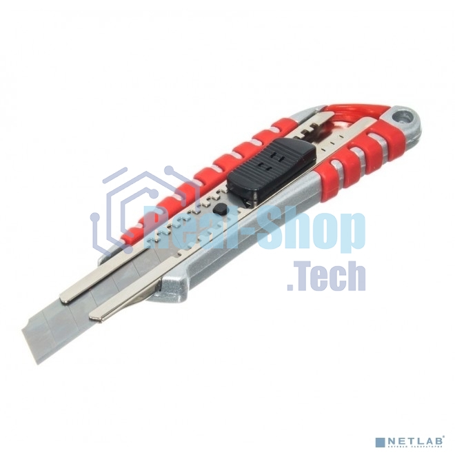 Нож с сегментированным лезвием Rexant 18 мм, металлический обрезиненный корпус