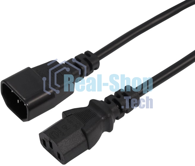 Шнур сетевой Rexant IEC 320 C13 – IEC 320 C14 3x0,75мм², 0,6м