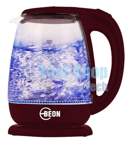 Электрочайник BEON BN-3046 бордовый, 1.8 л, 2200 Вт, скрытый нагревательный элемент