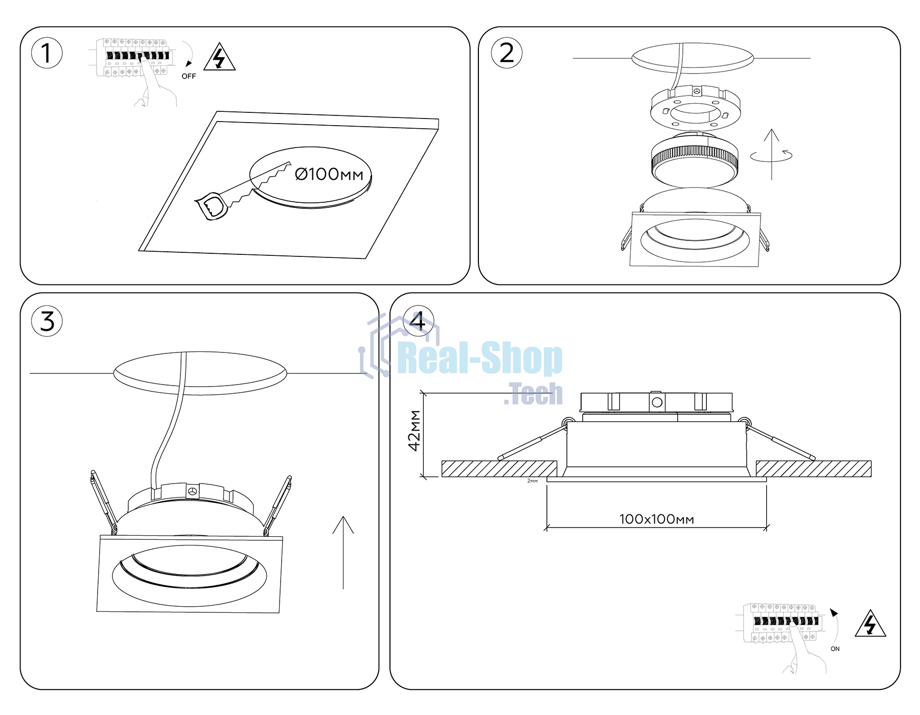 Светильник Ambrella light TN52232 WH белый IP20 GX53 110*110*44