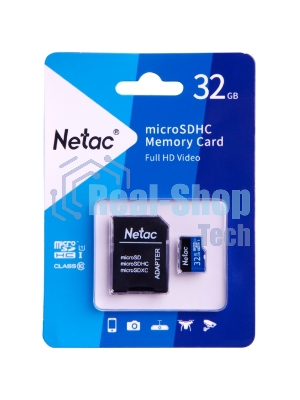 Флеш карта microSDHC 32Gb Netac P500 NT02P500STN-032G-R (с SD адаптером) 80Mb/s