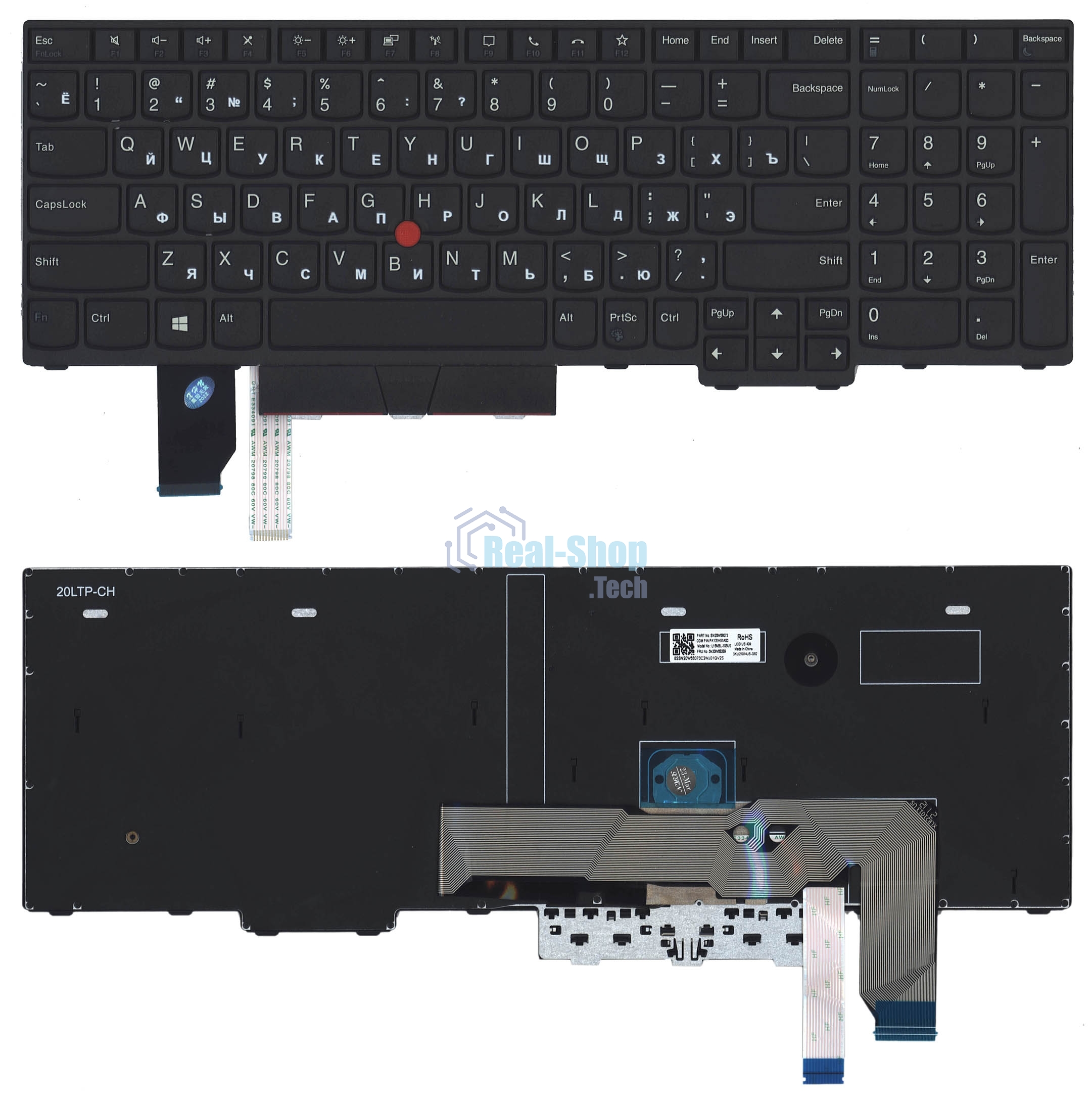 Клавиатура для ноутбука Lenovo Thinkpad T15p P15v черная