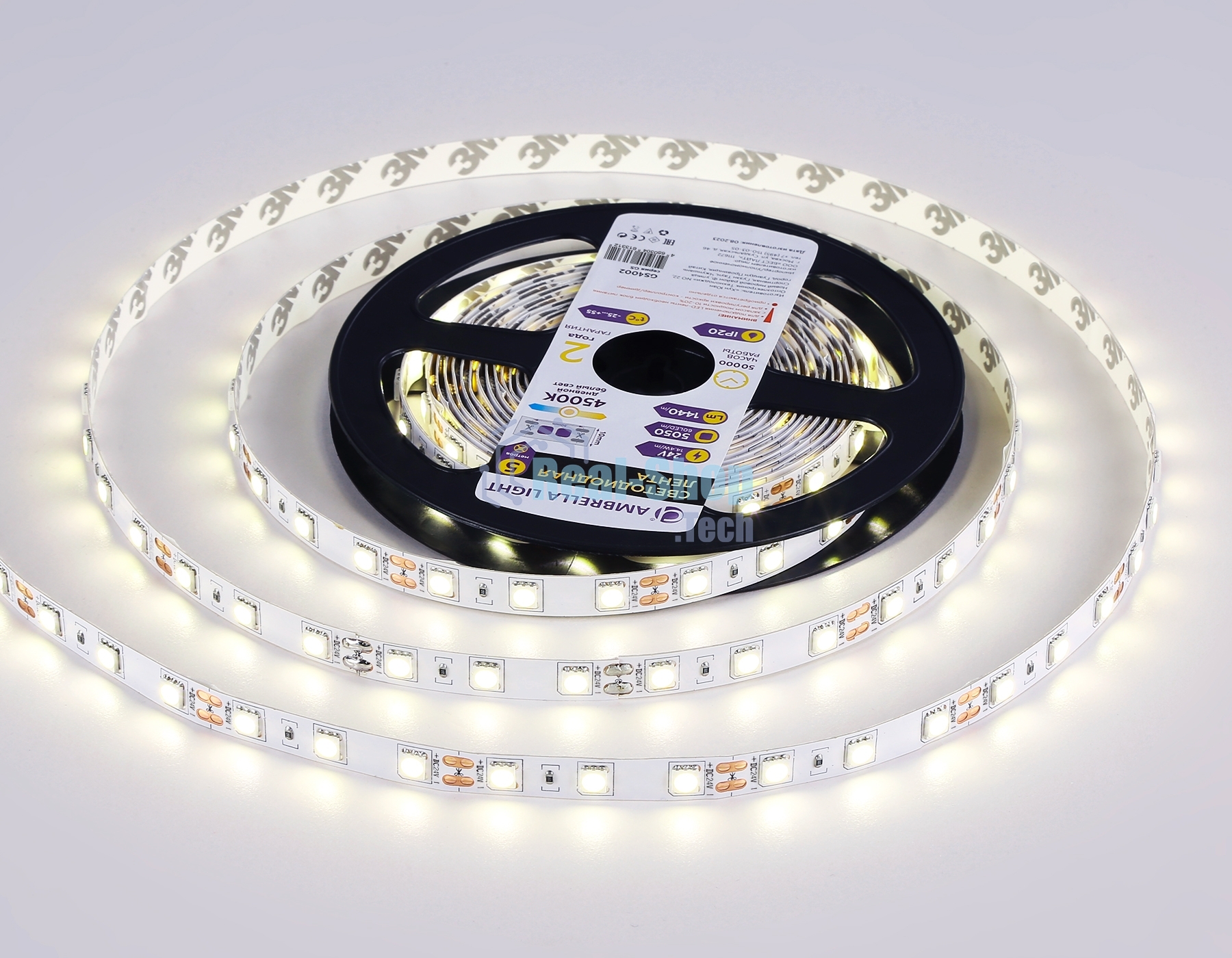 Светодиодная лента Ambrella light GS4002 5050 60Led/ 14.4W m/ 24V IP20 4500K/ 5000*10*1.87mm (2 конт.)