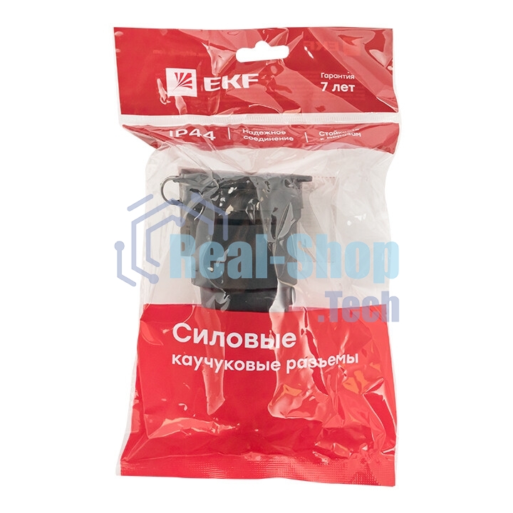 Розетка переносная 16А 230В 2P+PE с защ. крышкой IP44 каучук EKF RPS-012-16-230-44
