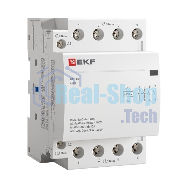 Контактор модульный EKF km-3-40-40 КМ 40А 4NO (3 мод.) PROxima