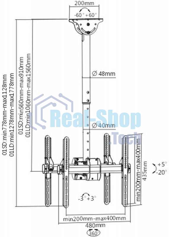 Кронштейн для телевизора Arm Media LCD-1850 черный 26