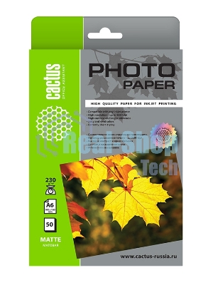 Фотобумага Cactus CS-MA623050 A6/230г/м2/50л./белый матовое для струйной печати