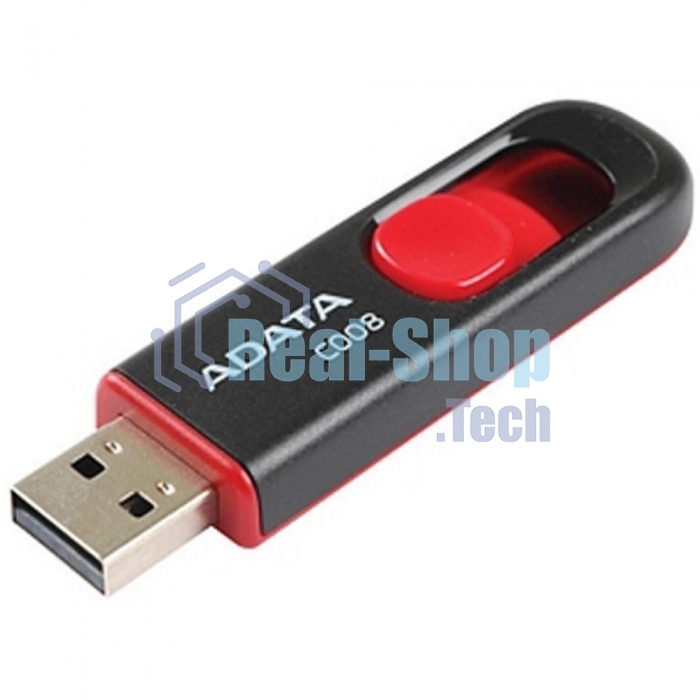 Флешка USB ADATA С008 (AC008-32G-RKD), 32Gb, USB 2.0, R/W 15/5, черный/красный